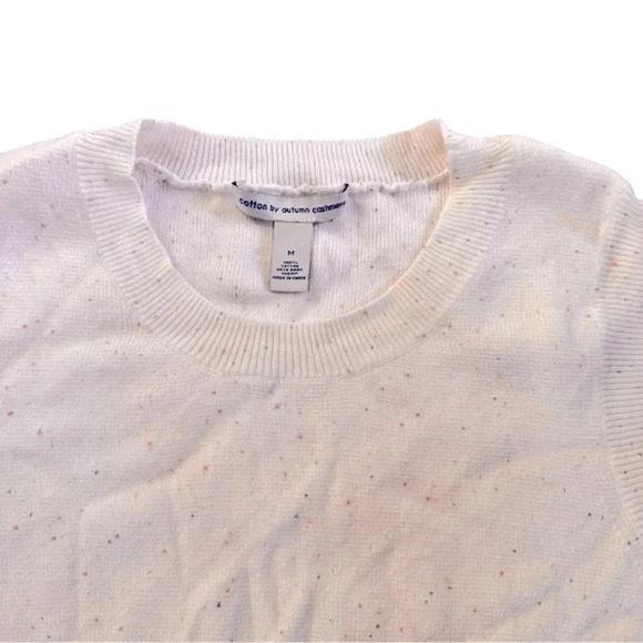 Cotton by Autumn Cashmere White Tank Top Tee Sleeveless Crew Neck Knit Sequins M - Picture 6 of 8